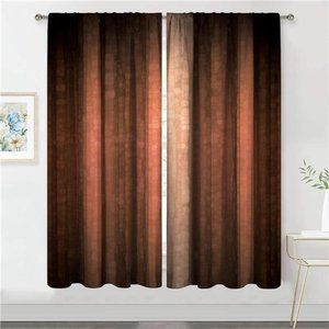 Brown Burnt Orange Curtains 42W x 63H Inch Rod Pocket Rustic Bedroom Decor Rust